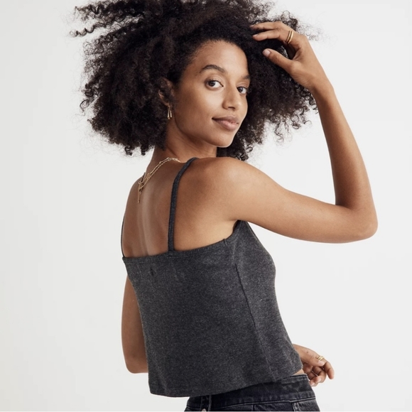 Madewell Brushed Rib Square-Neck Cami Top Gray - Size XL - Picture 2 of 10
